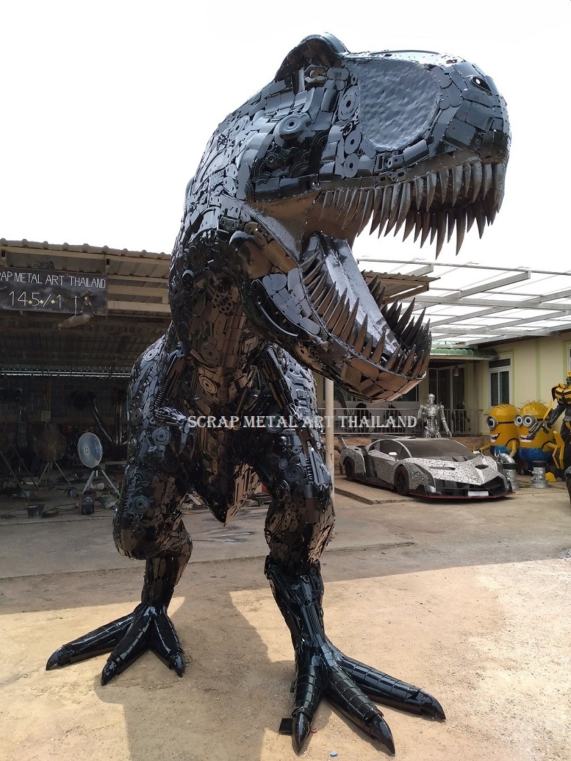 Dinosaur adult T-Rex sculpture for sale, life size metal Dino statue - Metal Animal Art from Thailand