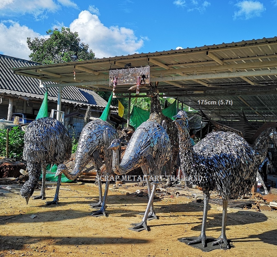 Emu statues for sale, life size metal Emu sculptures - Metal Animal Art from Thailand
