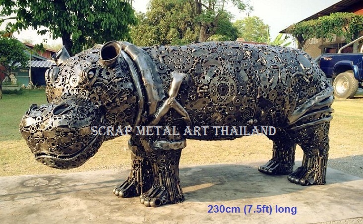 Hippo statue for sale, life size metal Hippo sculpture - Metal Animal Art from Thailand
