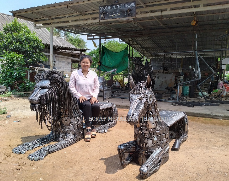 metal benches animal art indoor outdoor made in thailand for sale