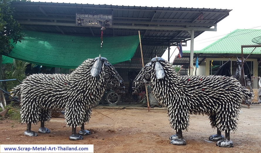 Sheep statues for sale, life size metal Sheep sculptures - Metal Animal Art from Thailand