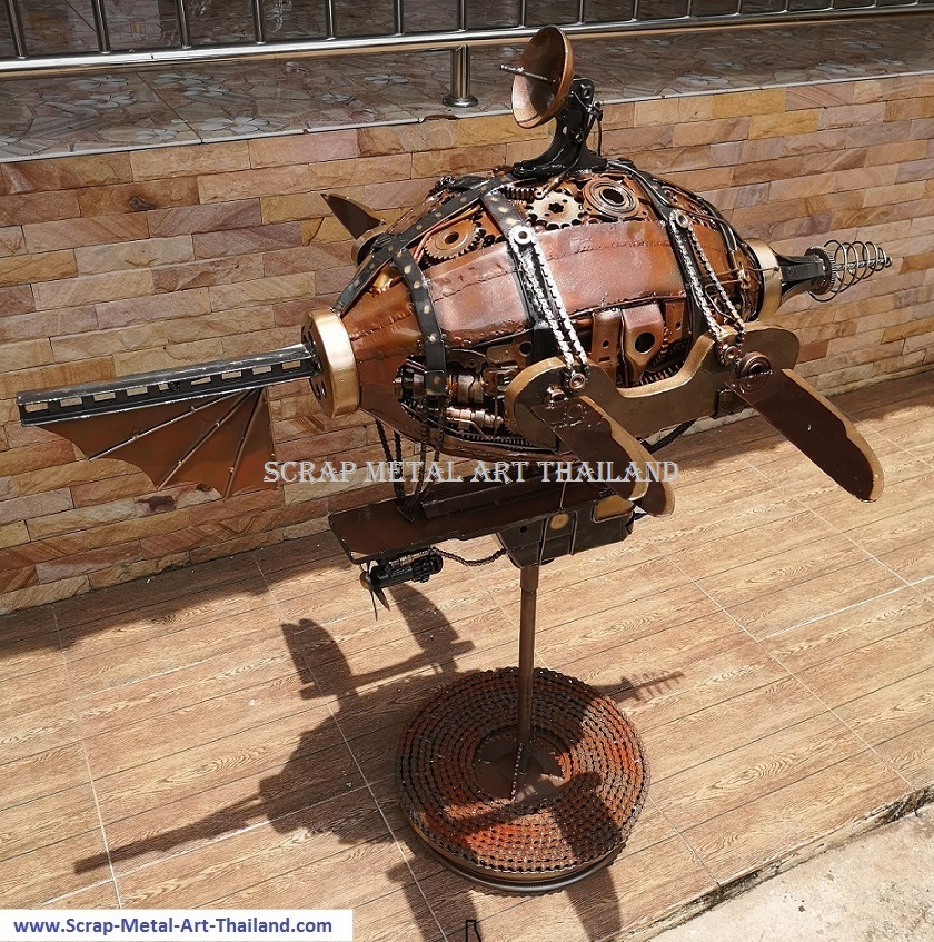 Steampunk Airship - Recycled Scrap Metal Art from Thailand
