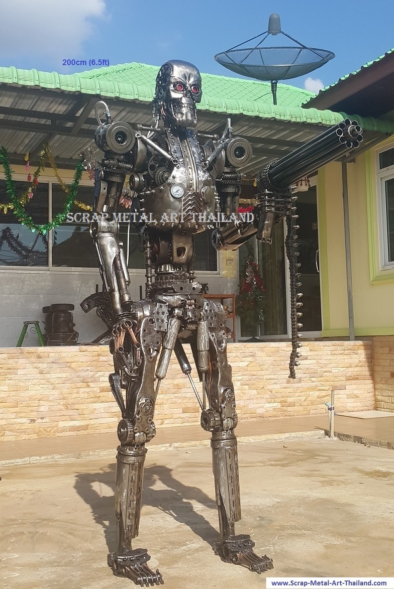 Terminator T800 statue for sale, life size scrap metal Terminator T800 sculpture from Thailand