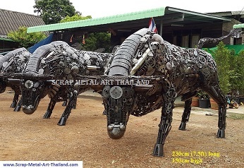 Bull statues for sale, life size metal Bull sculptures - Metal Animal Art from Thailand