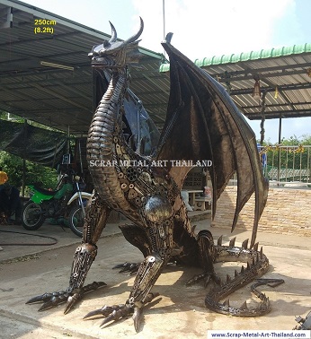 Dragon statue for sale, life size metal dragon sculpture, Scrap Metal Art made in Thailand