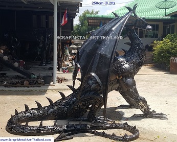 Dragon statue for sale, life size metal dragon sculpture, side view