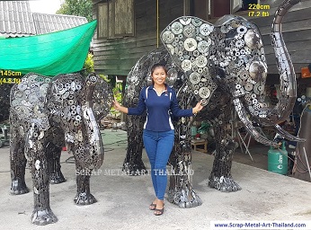 Elephant statues for sale, life size metal Elephant sculptures - Metal Animal Art from Thailand