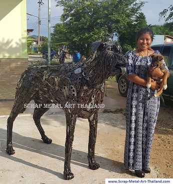 Irish Wolfhounsd statue for sale, life size metal Dog sculpture - Metal Animal Art from Thailand