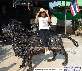 Lion statue for sale, life size metal Lion sculpture - Metal Animal Art from Thailand