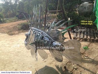 Lionfish sculpture statue - life size metal animal art from Thailand