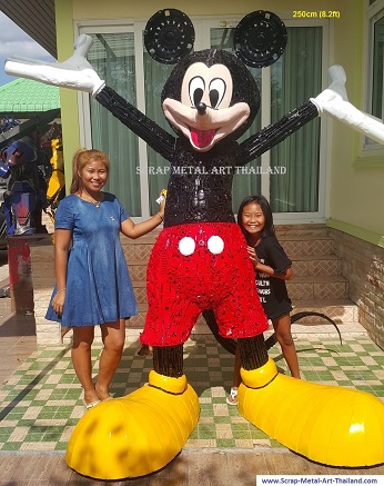 Mickey Mouse statue for sale, life size scrap metal Mickey Mouse sculpture from Thailand