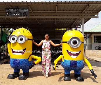 Minion statues for sale, life size scrap metal Minions sculptures from Thailand