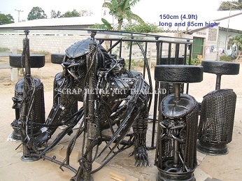 Predator Table for sale - life size Predator Table furniture Scrap Metal Art from Thailand