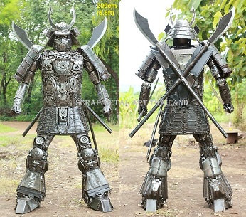 Samurai statue for sale, life size scrap metal Samurai sculpture from Thailand