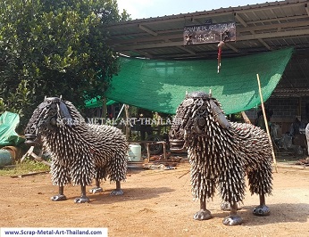 Sheep statues for sale, life size metal Sheep sculptures - Scrap Metal Animal Art from Thailand