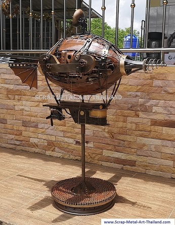 Steampunk Airship - Recycled Metal Art from Thailand
